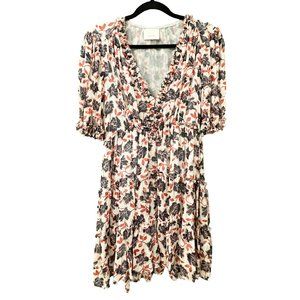 CINQ À SEPT Floral Print Mini Dress, Floral-White/Pink/Navy, Size 6